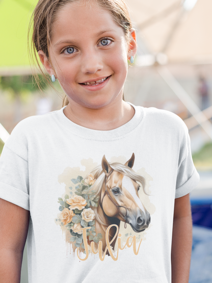 pferdeshirt für kinder, mädchenshirt mit pferdemotiv, personalisiert, tolles weihnachtsgeschenk