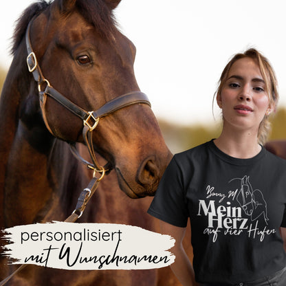 personalisiertes pferdeshirt mit Aufdruck 'Mein Herz auf vier Hufen' mit Wunschnamen