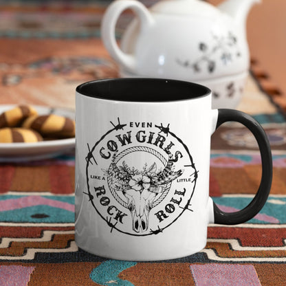 Western Tasse für Cowgirls mit dem coolen Aufdruck 'Even Cowgirls like a little Rock and Roll