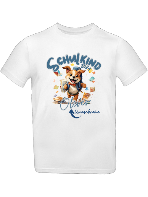 Schulkind 2024 T-Shirt Hundemotiv, personalisiert