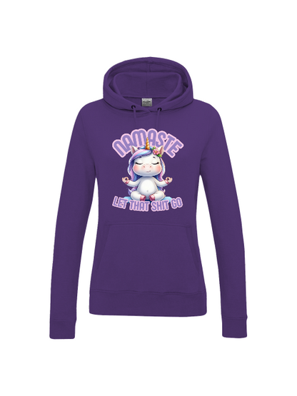 Unicorn Einhorn Hoodie Damen, mit Spruch: Namaste, let that shit go