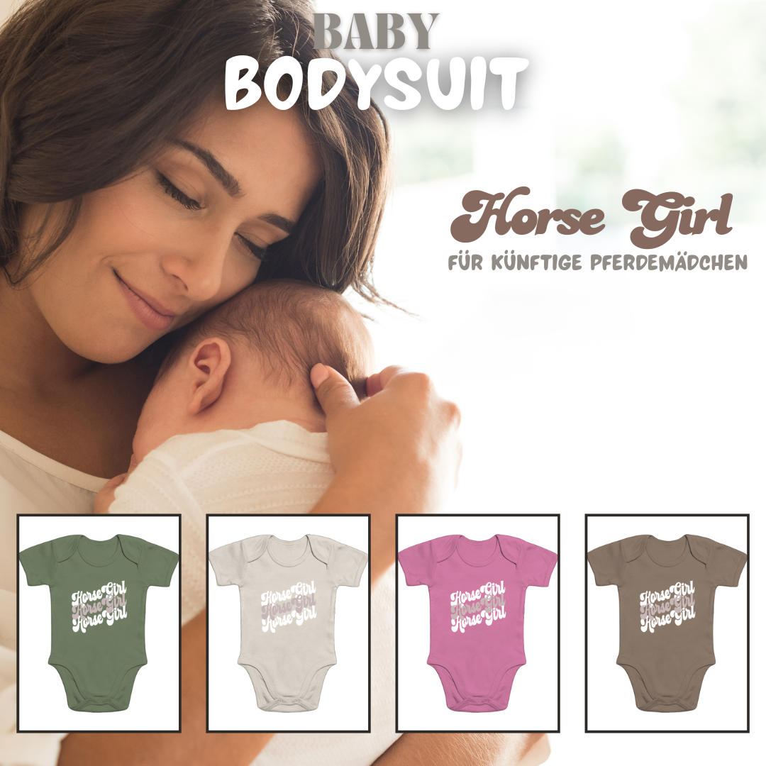 super süßer Baby Bodysuit für die nächste Generation an Pferdemädchen. Goldiger Aufdruck Horse Girl 