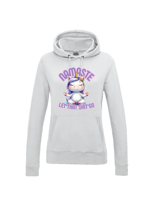 Unicorn Einhorn Hoodie Damen, mit Spruch: Namaste, let that shit go