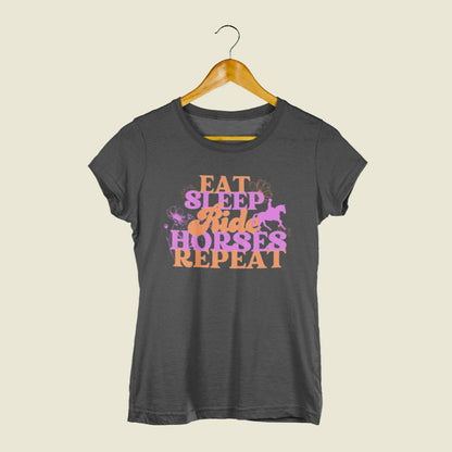 Pferdeshirt Frauen "eat sleep ride horses repeat"