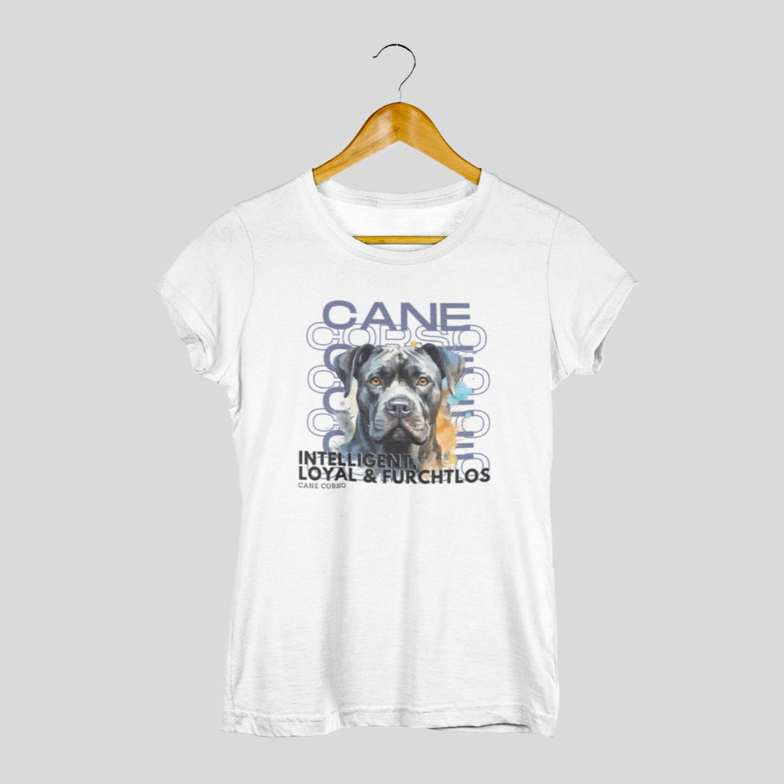 Damenshirt Motiv "Cane Corso" für Hundebesitzerinnen. weiss