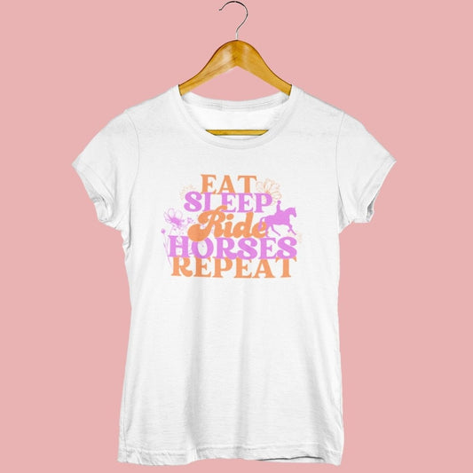 Pferdeshirt für Frauen, Pferdemotiv eat sleep ride horses repeat