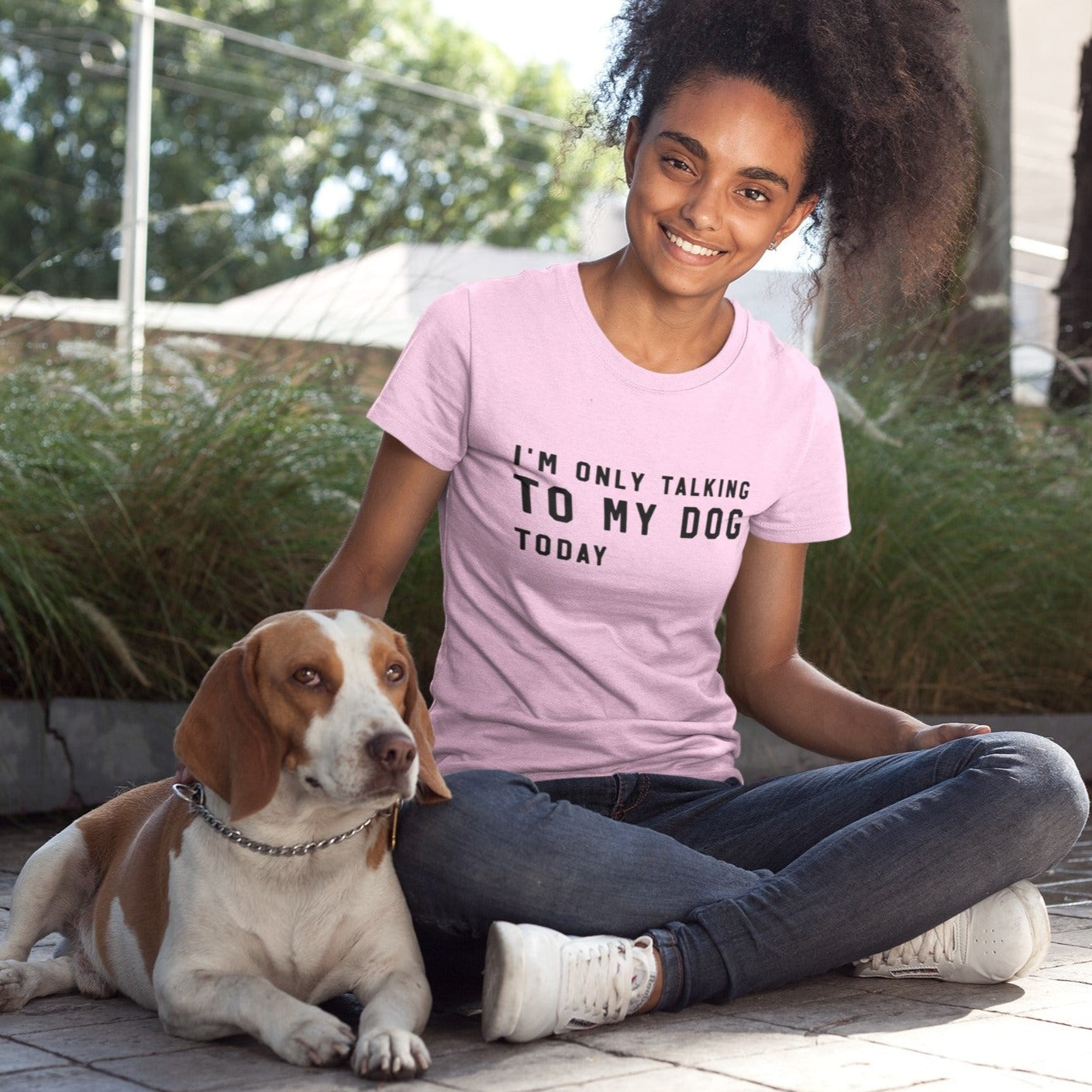 Damen Shirt für Hundebesitzerinnen, Motiv lustiger Spruch I´m only talking to my dog today, Hundeshirt für Frauen