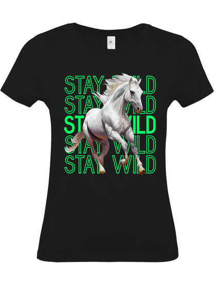 Damen T-Shirt "Pferdedesign stay wild" Schimmelliebe