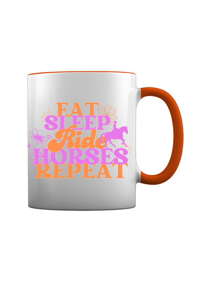 Keramiktasse "eat sleep ride horses repeat" Pferdetasse