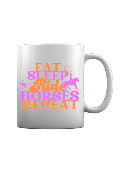 Keramiktasse "eat sleep ride horses repeat" Pferdetasse