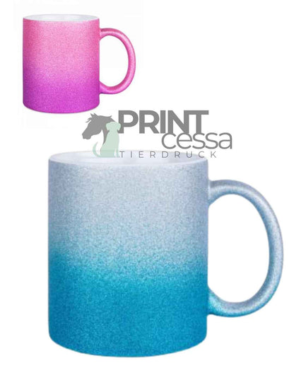 Glitzertasse personalisiert mit Bild "Haustier"