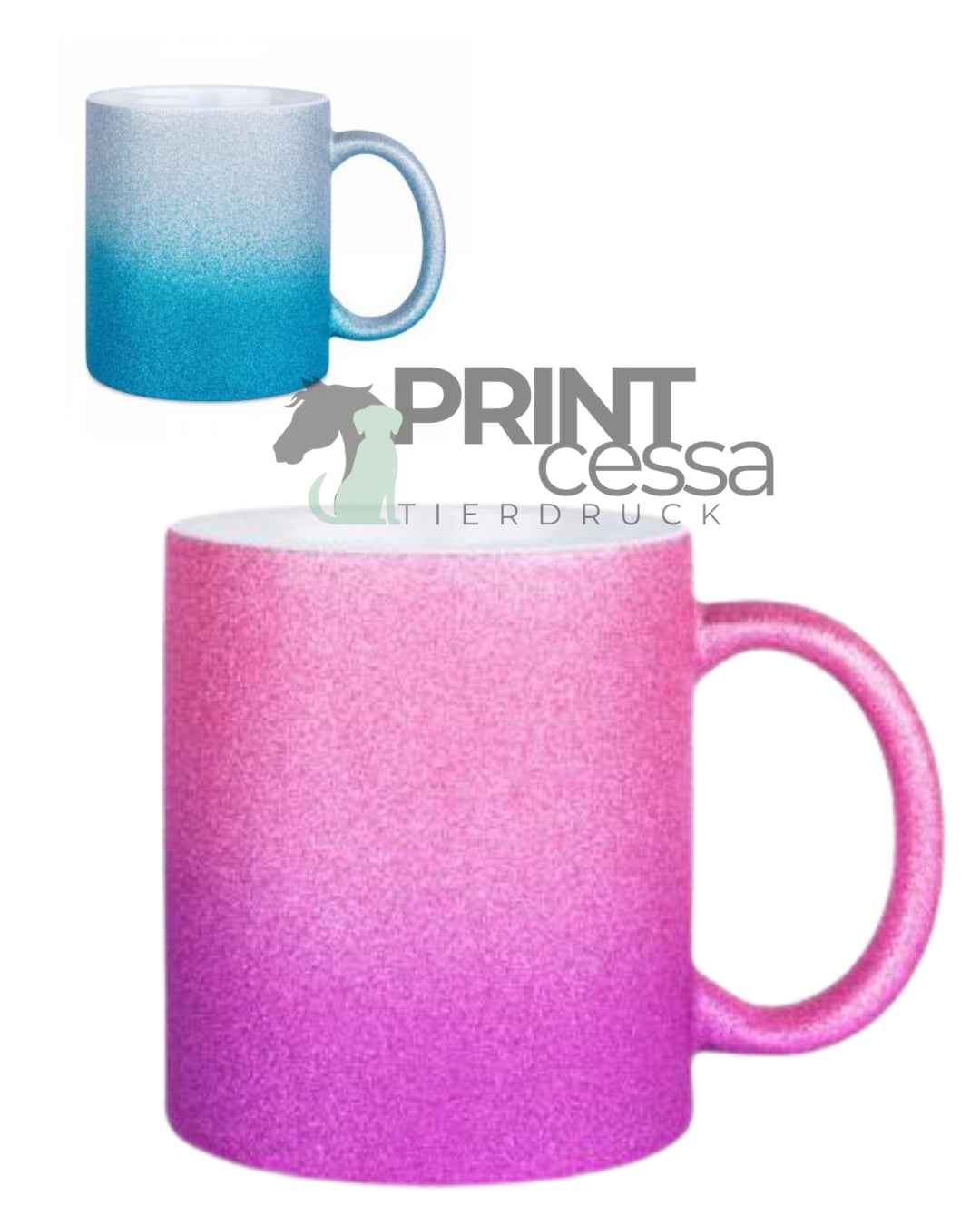 Glitzertasse personalisiert mit Bild "Haustier"