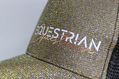 glitzer cap"equestrian" in gold, glitzereffekt 