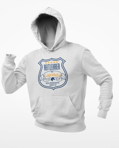 Unisex Hoodie für deinen Reitlehrer mit Spruch: "Reitlehrer, weil Superheld kein anerkannter Beruf ist" Hoodie Farbe hellgrau