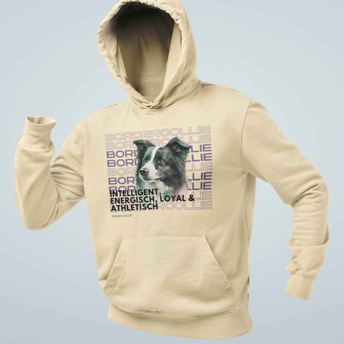 Hoodie mit Aufdruck ‚Border Collie idealer Begleiter für jede Gassirunde und Zeit die du mit deinem Hund verbringst.