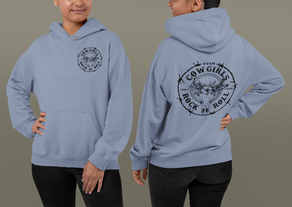 Even Cowgirls like a little Rock Hoodie, beidseitiger druck