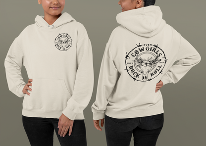 Even Cowgirls like a little Rock Hoodie, beidseitiger druck