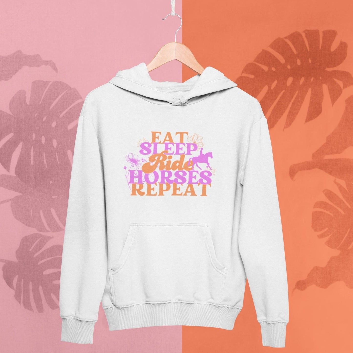 pferdehoodie für frauen und männer, pferdemotiv eat sleep ride horses repeat