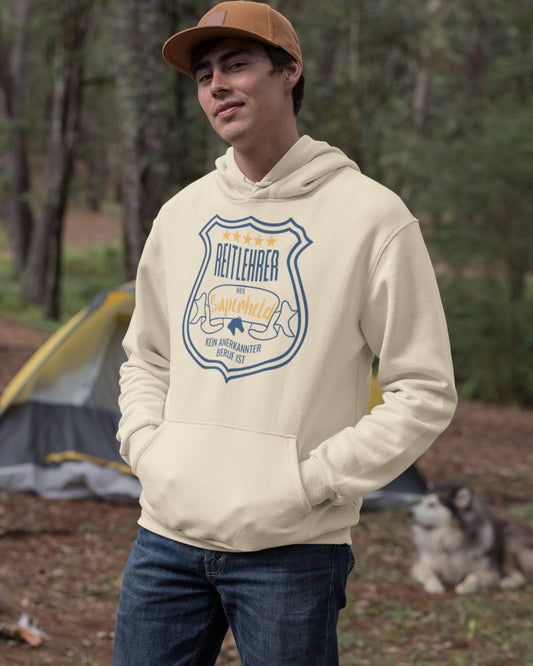 Hoodie mit Aufdruck "Reitlehrer, weil Superheld kein anerkannter Beruf ist"