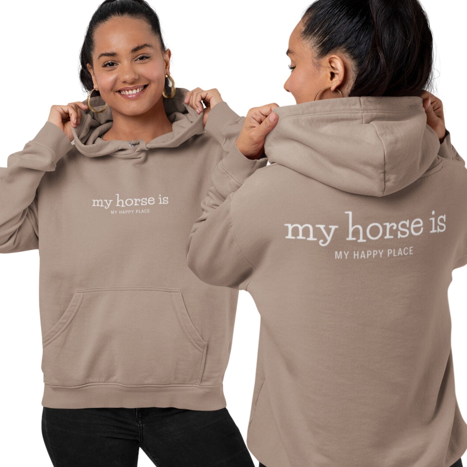 Hoodie 'my Horse is my happy place' der perfekte Stallpulli

Ein Kapuzenpullover für alle Reiter und Reiterinnen im bequemen Unisex Schnitt. 