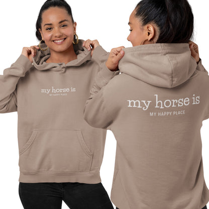 Hoodie 'my Horse is my happy place' der perfekte Stallpulli

Ein Kapuzenpullover für alle Reiter und Reiterinnen im bequemen Unisex Schnitt. 