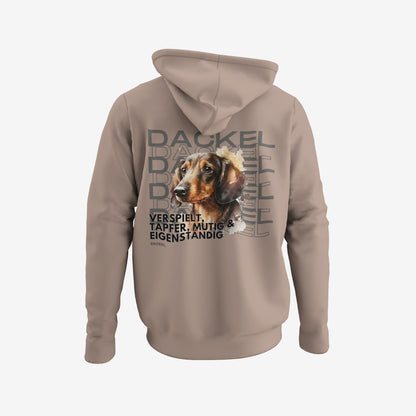 Dackel Hoodie, tolles Dackel Motiv für Hundebesitzer. Kapuzenpullover in der Farbe Mocha Brown