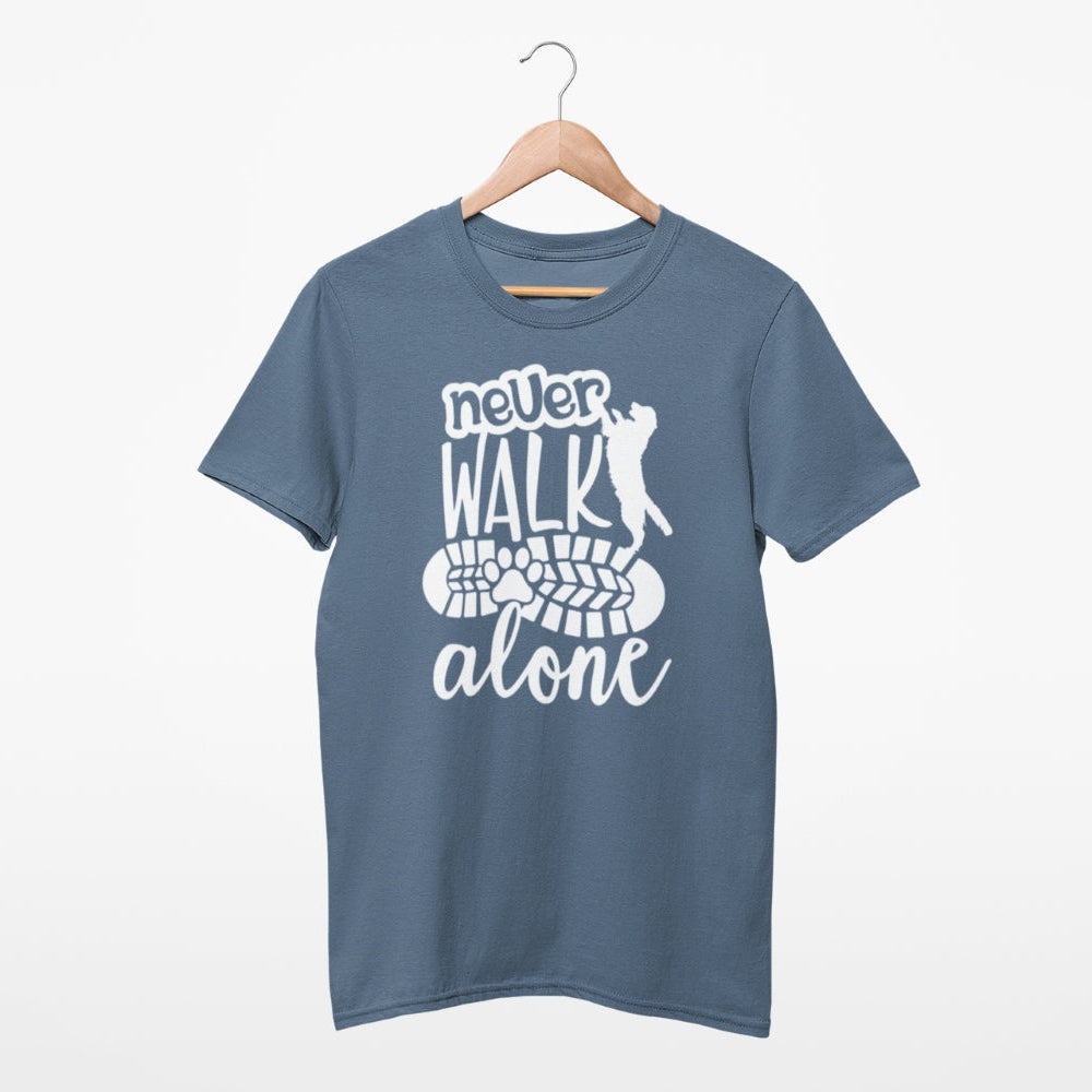 T-Shirt für Hundebesitzer/innen, Print 'never walk alone'