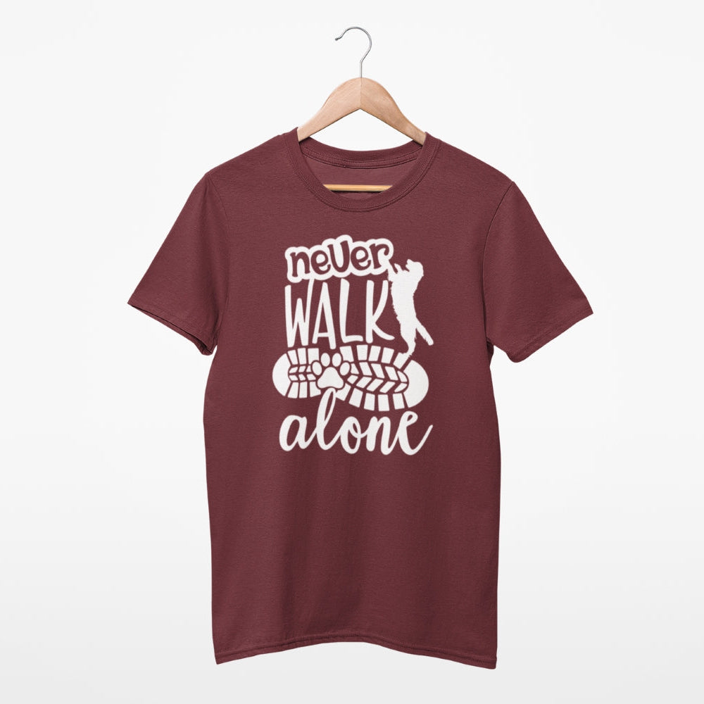 T-Shirt für Hundebesitzer/innen, Print 'never walk alone'