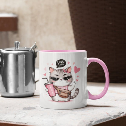 lustige valentinstags tasse mit witzigem katzenmotiv