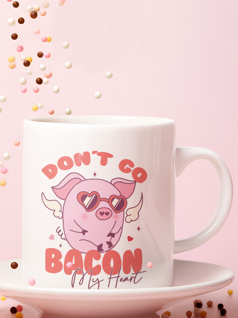 lustige geschenkidee für paare, tasse don´t go bacon my heart, kleine Aufmerksamkeit für deine Liebsten