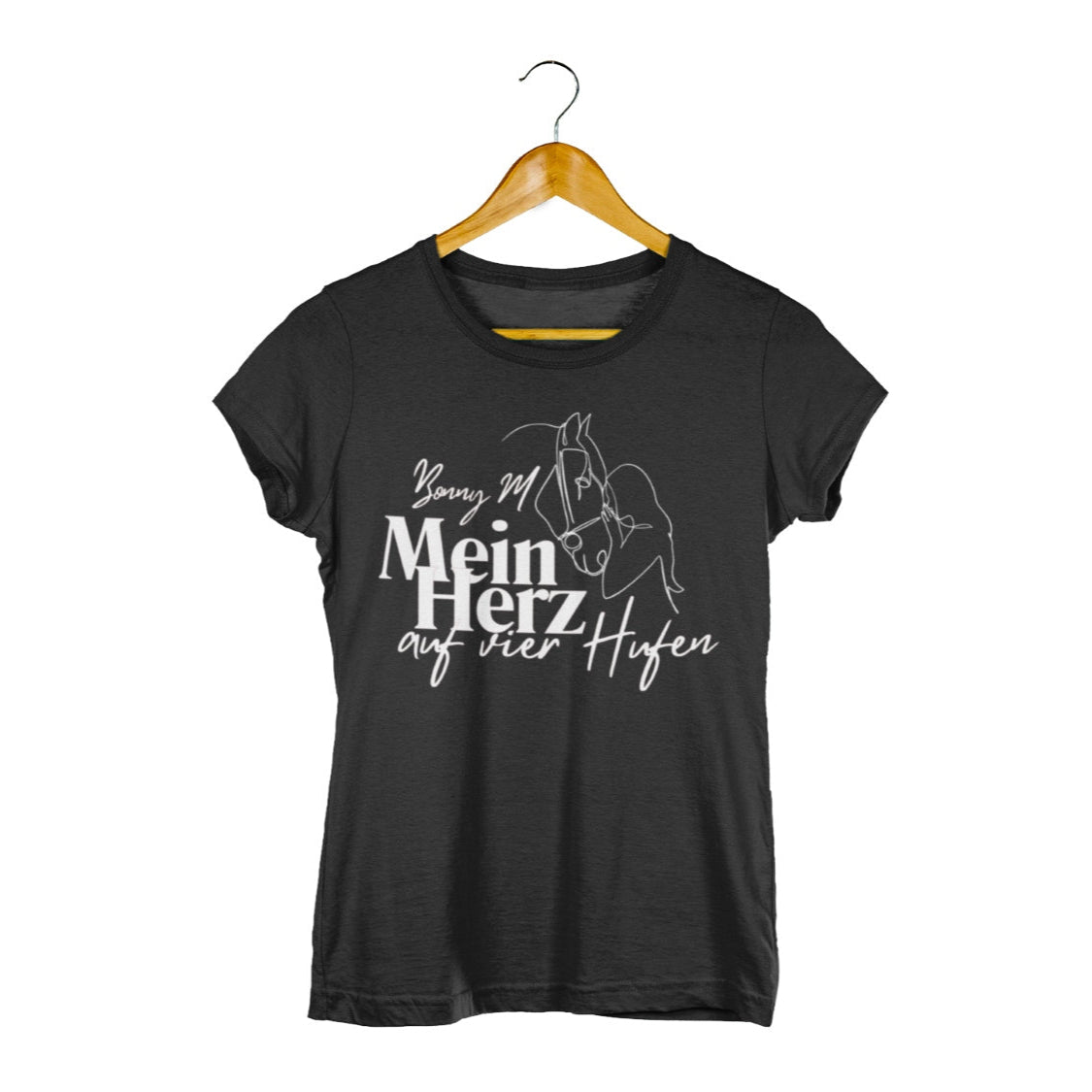 Damen Shirt 'Mein Herz auf vier Hufen' personalisiert mit Wunschnamen