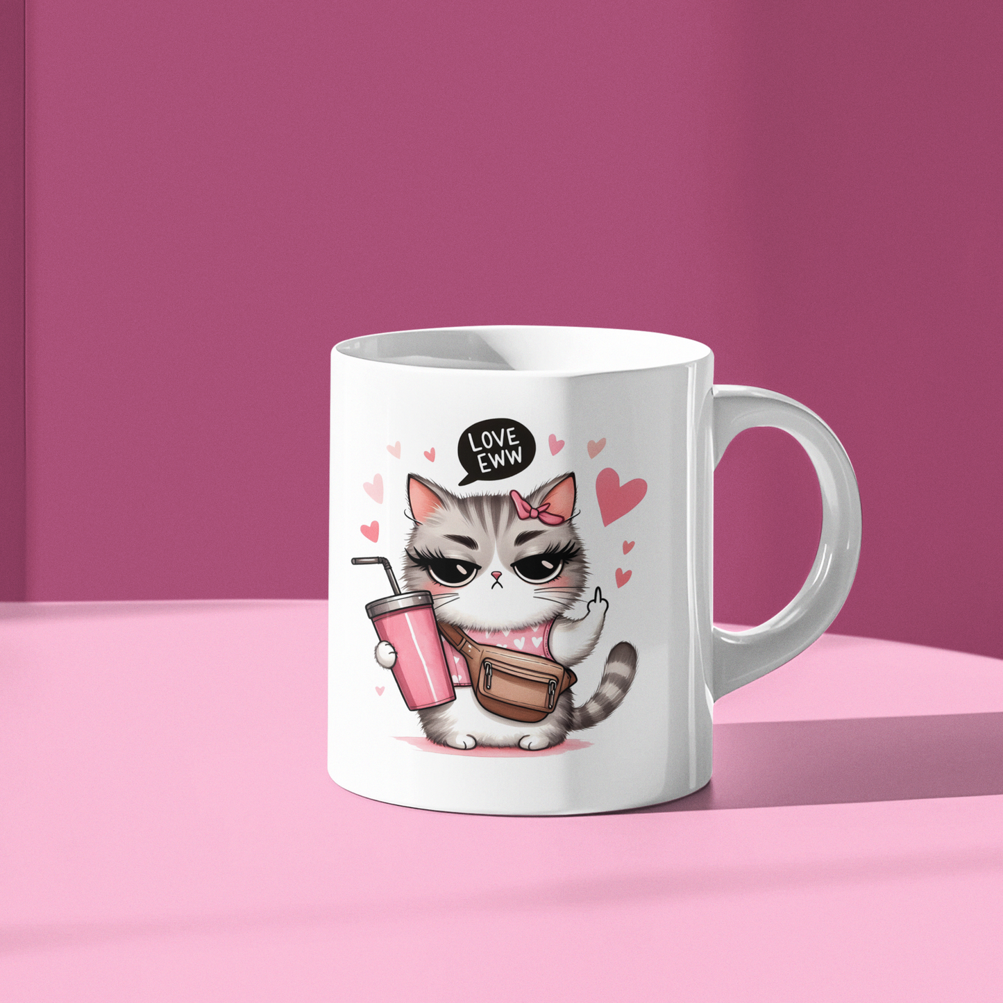 Tasse mit lustigem Katzenmotiv "Love Eww"