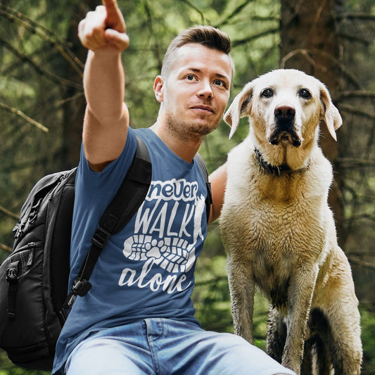 T-Shirt für Hundebesitzer, Hunde Print never walk alone in zwei tollen farben 