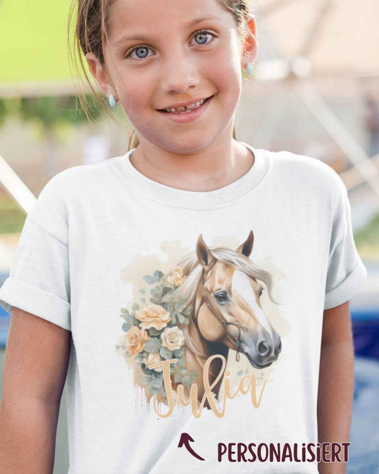 Pferdeshirt Mädchen Pferde-Motiv, Haflinger *personalisiert