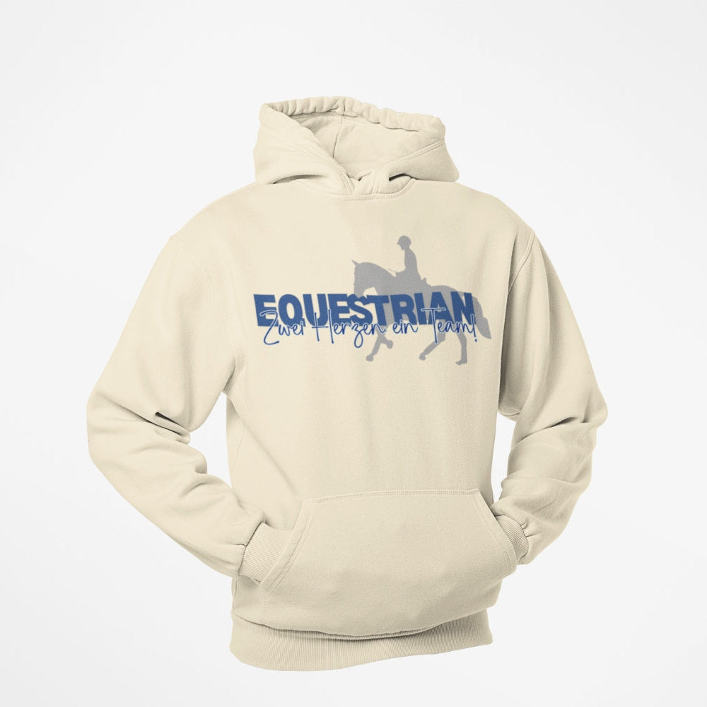 eiter Hoodie für Dressur oder Springreiter, Unisex Aufdruck Equestrian Zwei Herzen, ein Team.