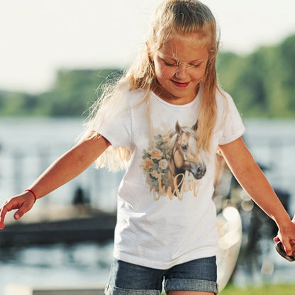 Pferdeshirt Mädchen Pferde-Motiv, Haflinger *personalisiert