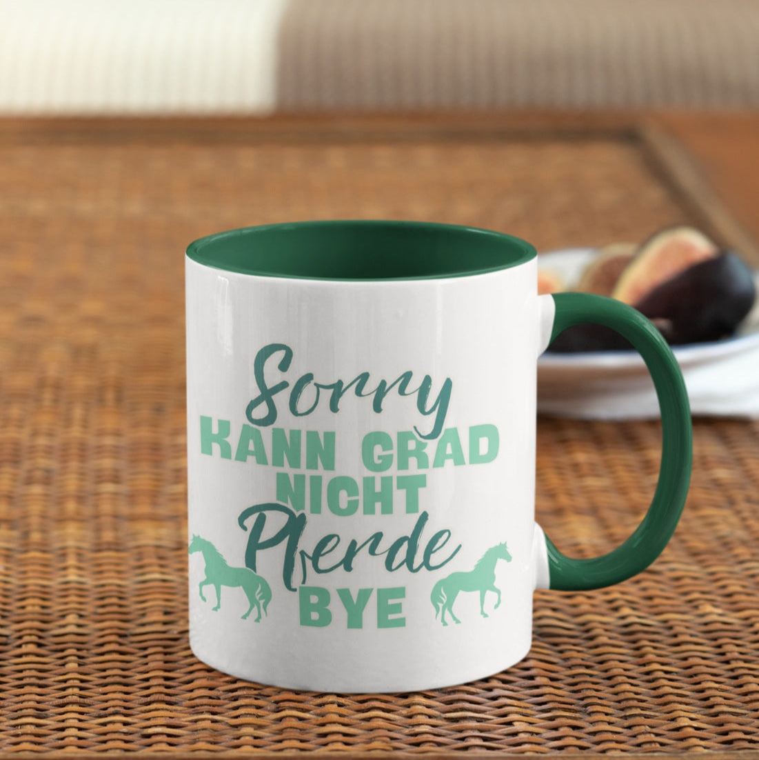keramiktasse 'sorry kann grad nicht pferde bye'