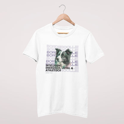 hundeshirt für liebhaber der hunderasse border collie, mit schicken rasseportrait der collie 