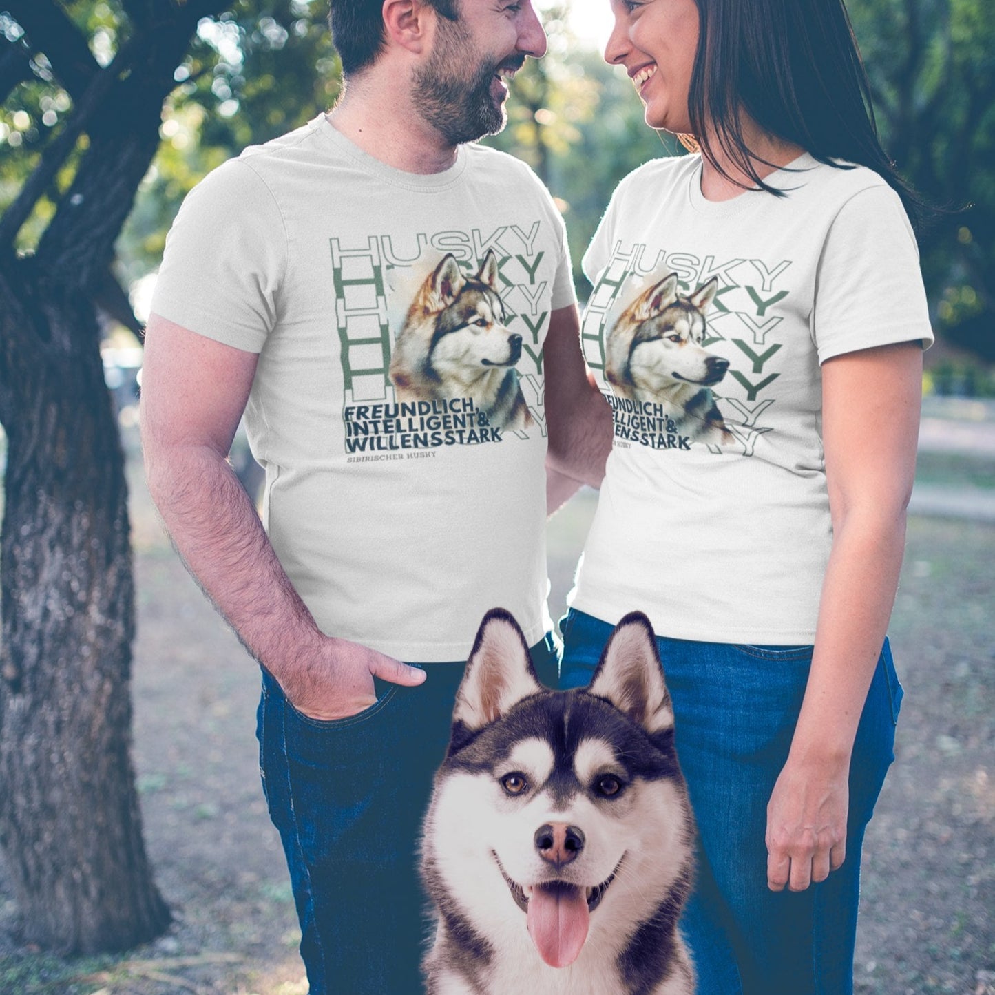 Motivshirt Husky, Hundemotiv der Hunderasse 'Sibirischer Husky' im Rasseportrait