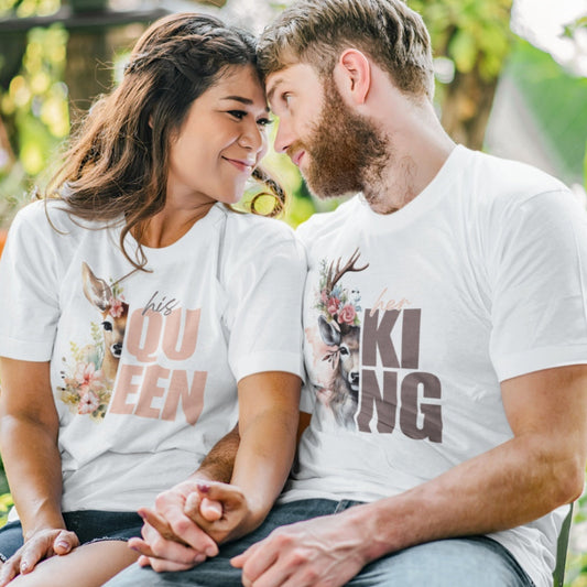 Pärchen T-Shirts „His Queen & Her King“ für IHN