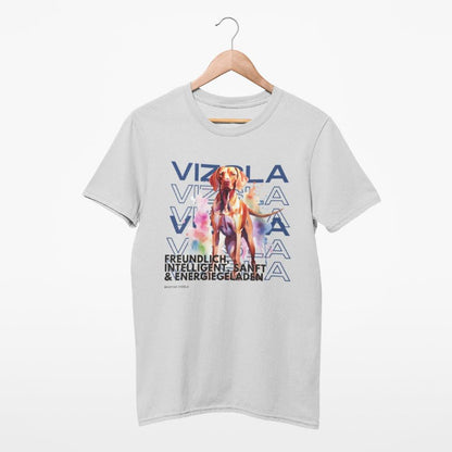 graues t-shirt unisex für hundebesitzer, aufdruck magyar vizsla im rasseportrait