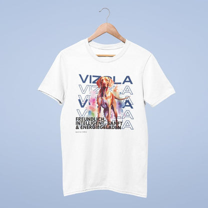 weisses t-shirt unisex für hundebesitzer, aufdruck magyar vizsla im rasseportrait