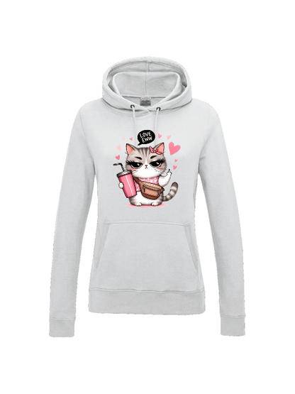 Damen Hoodie Anti-Valentinstag, Katze Love Eww