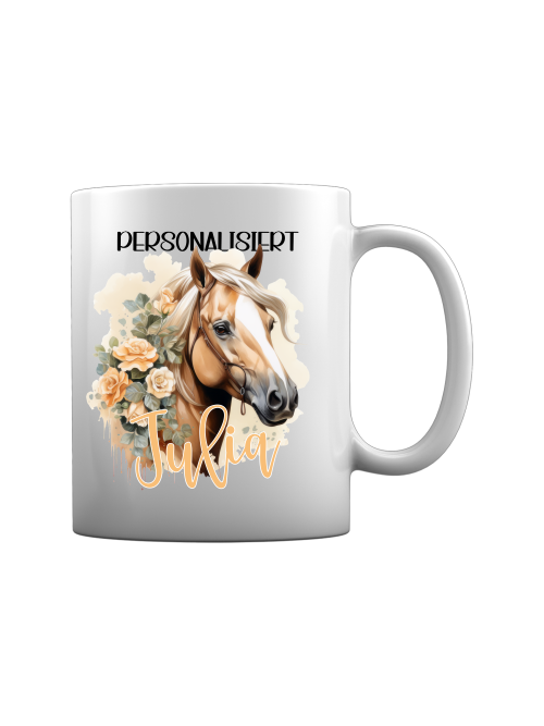 Tasse "Haflinger blumig" personalisiert