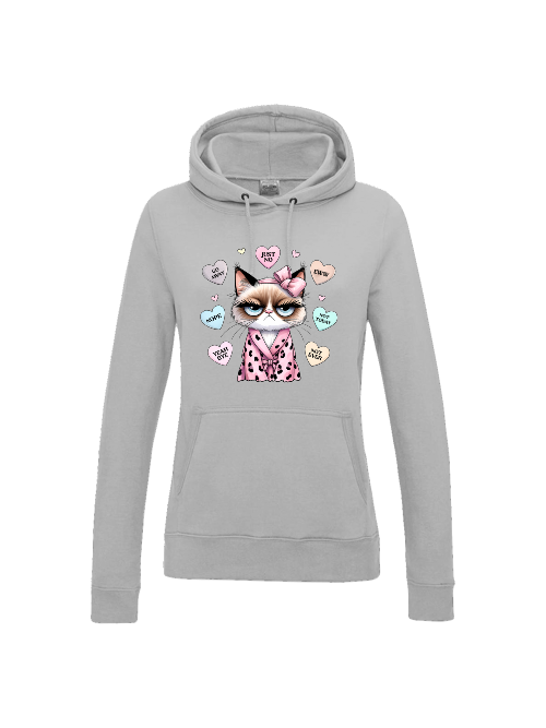 "Anti Valentinstags Hoodie" lustiges Katzenmotiv Damen Hoodie