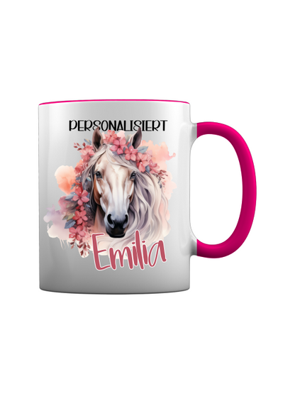 Tasse "Pferd blumig" personalisiert