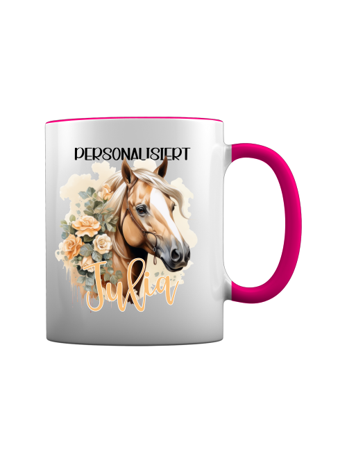 Tasse "Haflinger blumig" personalisiert