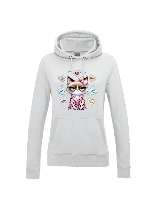 "Anti Valentinstags Hoodie" lustiges Katzenmotiv Damen Hoodie